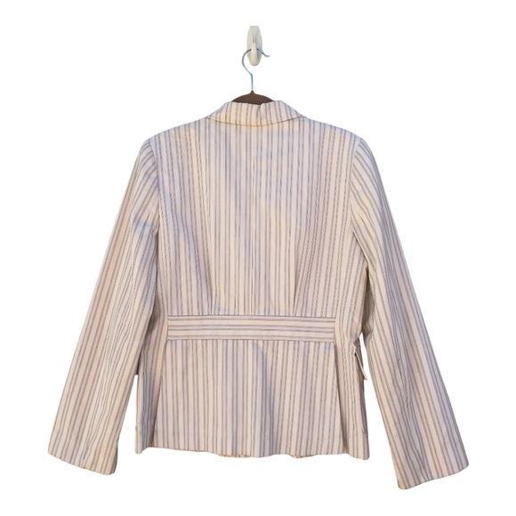 Banana Republic Striped Buttery Yellow Cotton Blazer Size 10 - Picture 2 of 10